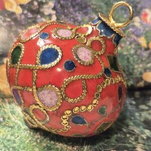 Vintage Cloisone Enemal Red and Gold Chrostams Ornament